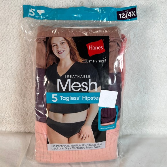 10 Pairs Hanes Just My Size Breathable Mesh Tagless Hipsters Women's Size 12/4X - Picture 3 of 6
